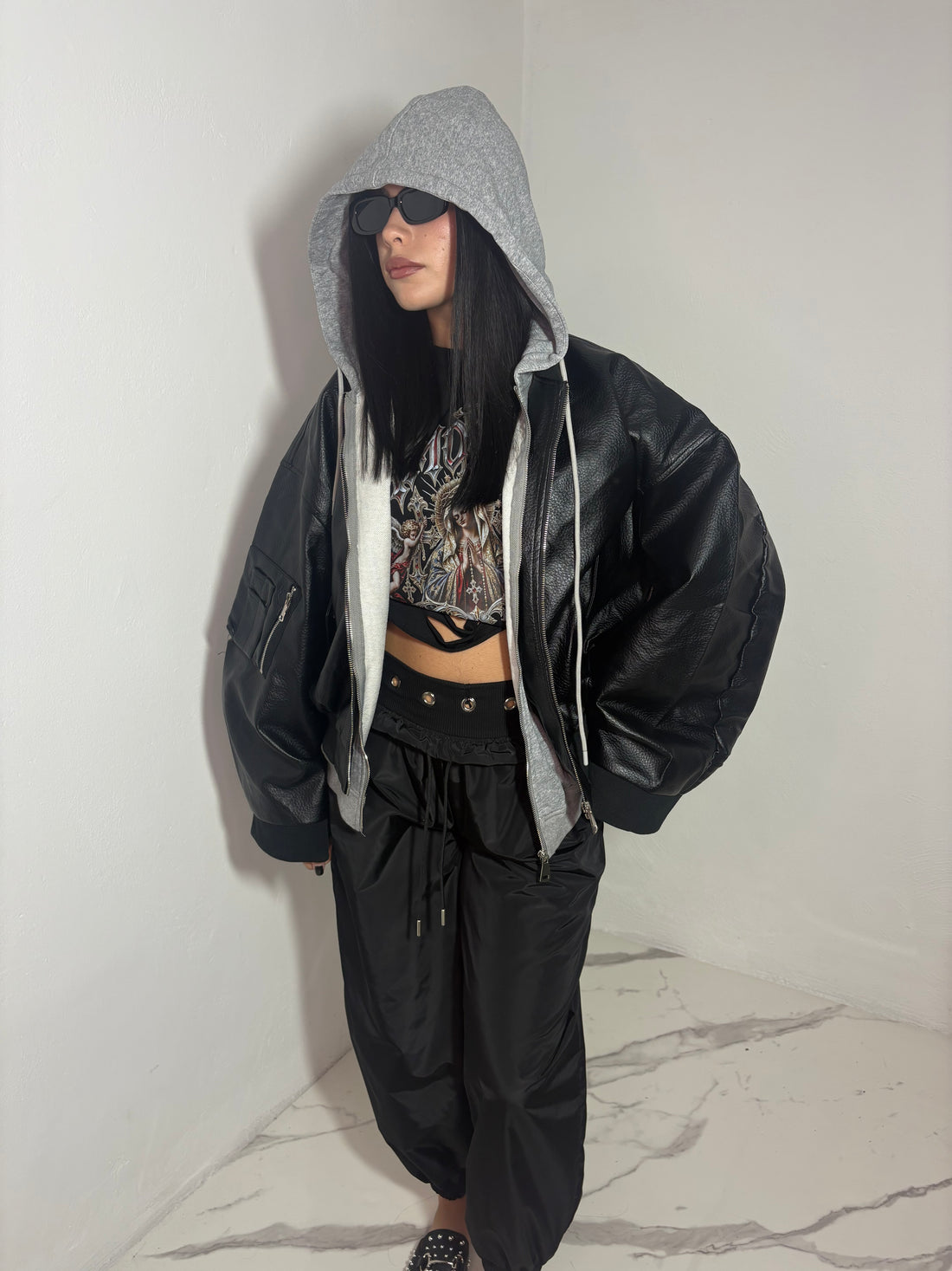 Giacca in pelle over Mochy 9090
