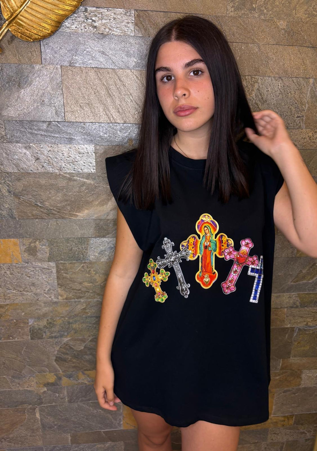 Maglia oversize con spalline r23