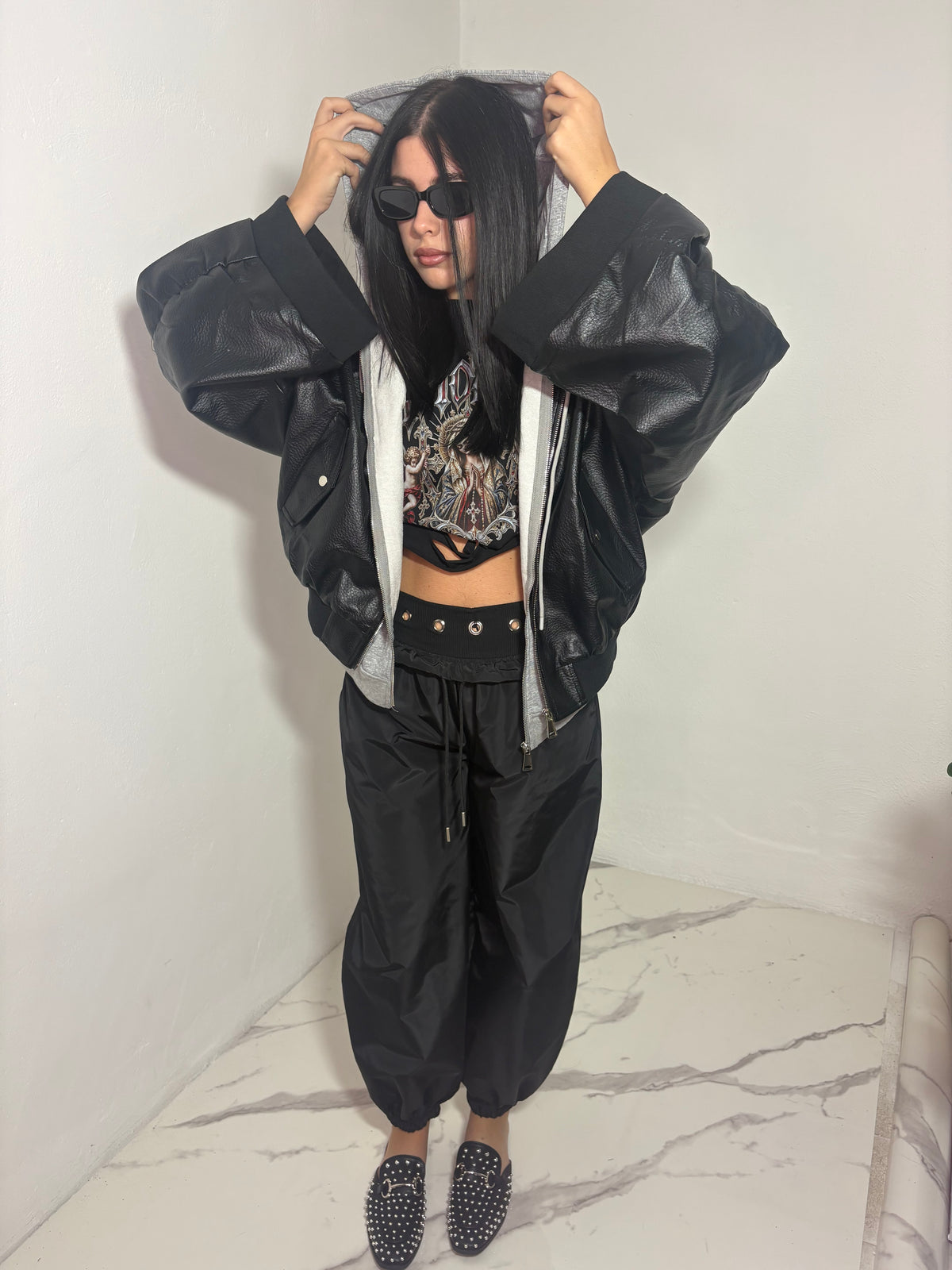 Giacca in pelle over Mochy 9090