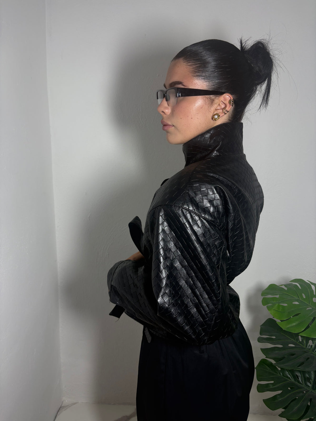 Giacca in pelle intreccio justwest 021000