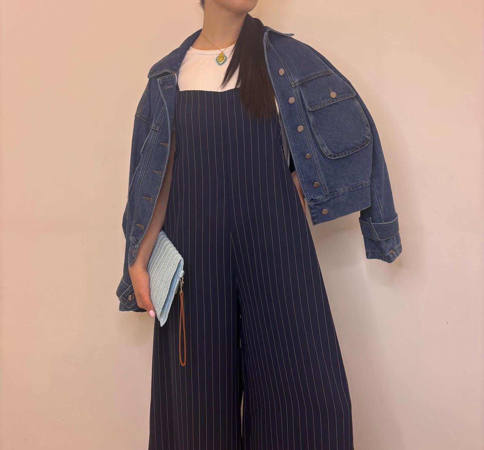 Combo t-shirt con salopette gessato 1770
