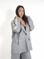 Coordinato due pezzi, giacca e pantalone con bande laterali ed elastico in vita