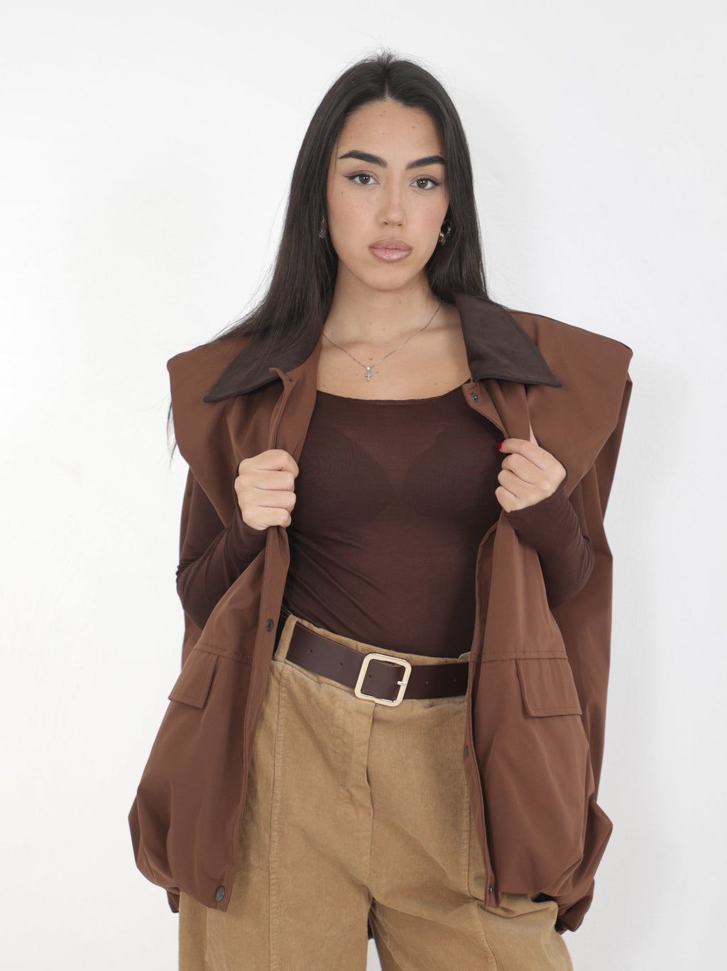 Pantalone in velluto a costine con cintura