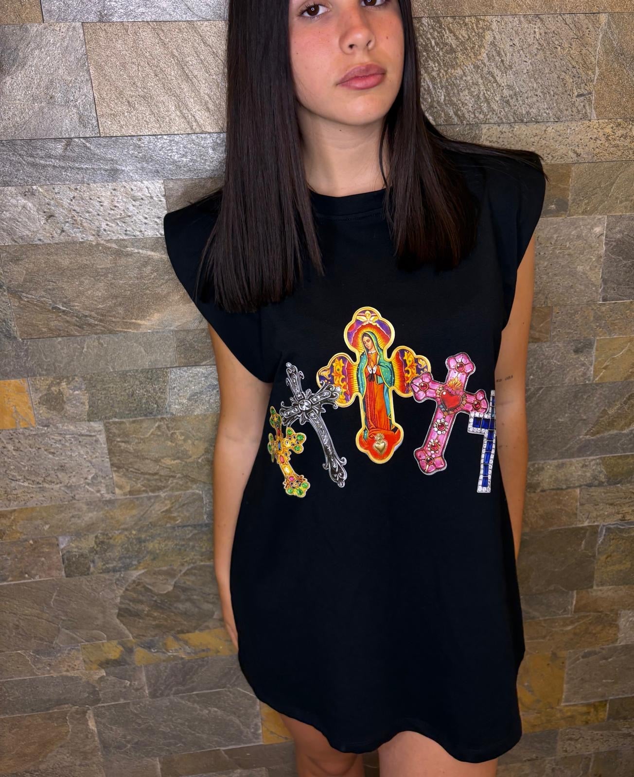 Maglia oversize con spalline r23