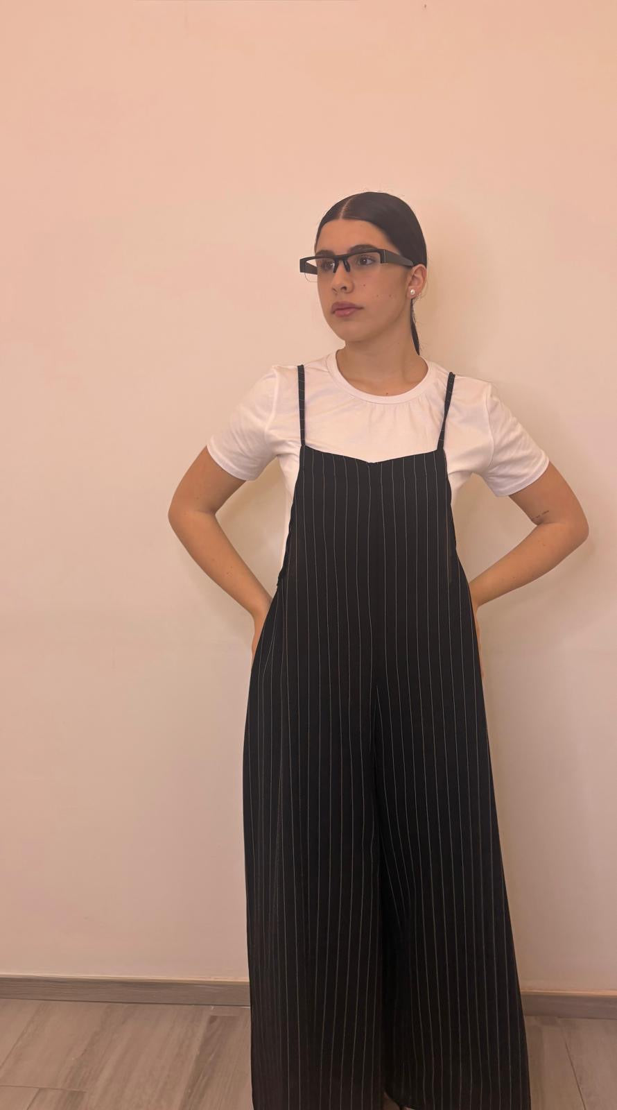 Combo t-shirt con salopette gessato 1770