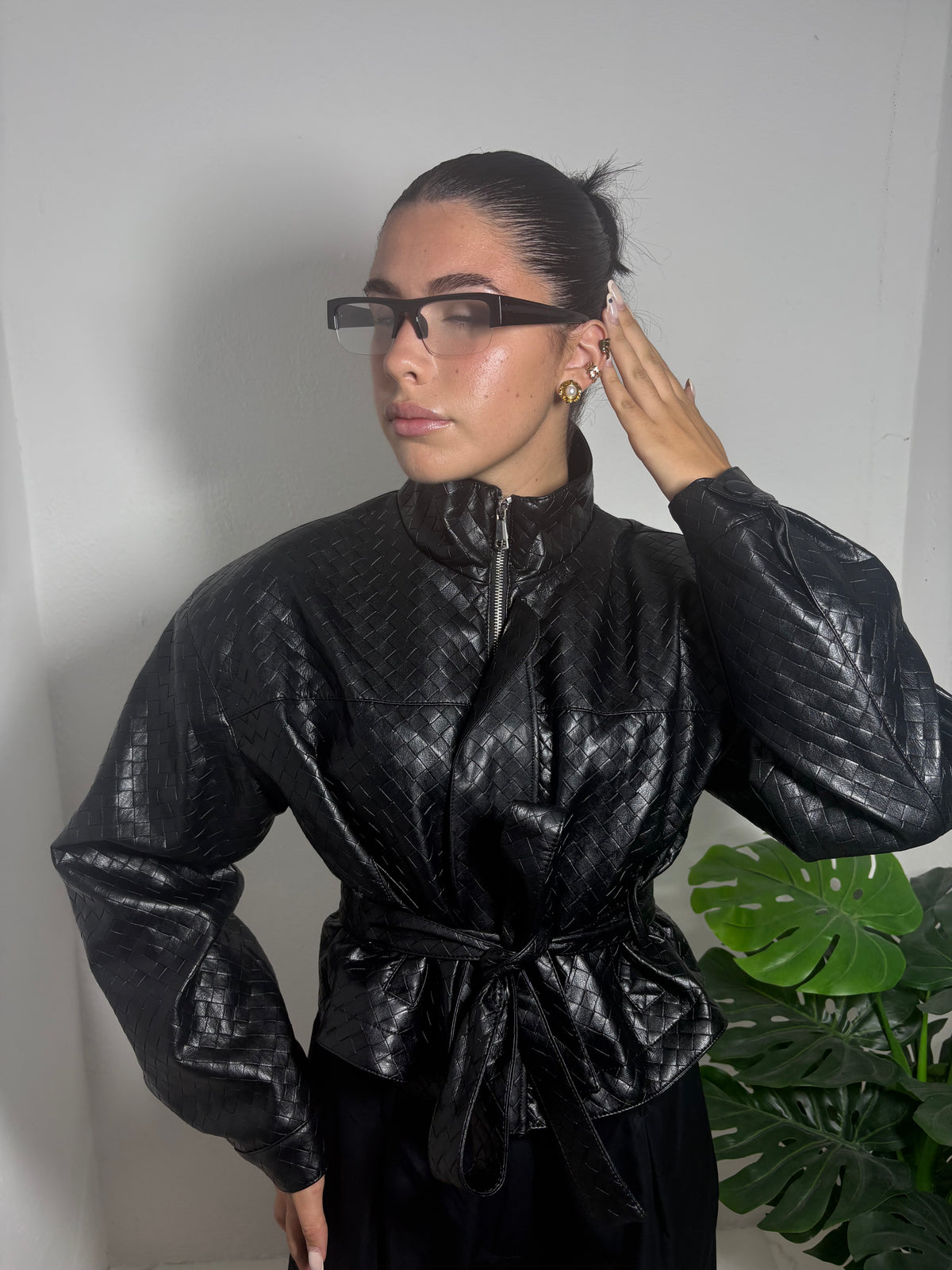 Giacca in pelle intreccio justwest 021000