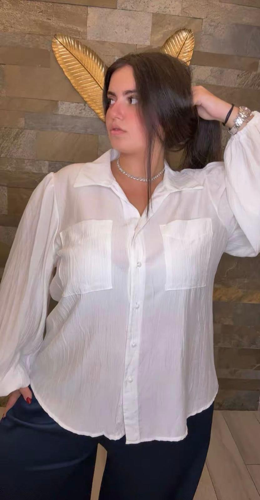 Camicia curvy con maniche baloon DA378