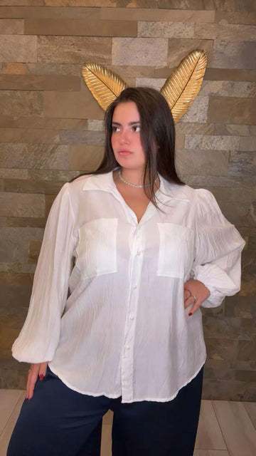 Camicia curvy con maniche baloon DA378
