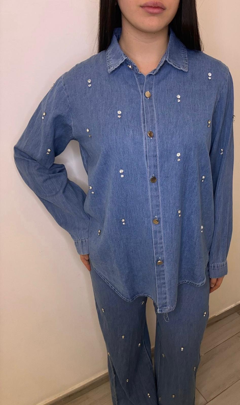 Coordinato denim con pietre RR231