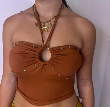 Top a fascia borchiato 6565