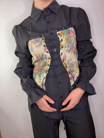 Camicia con bustino damascato 9191