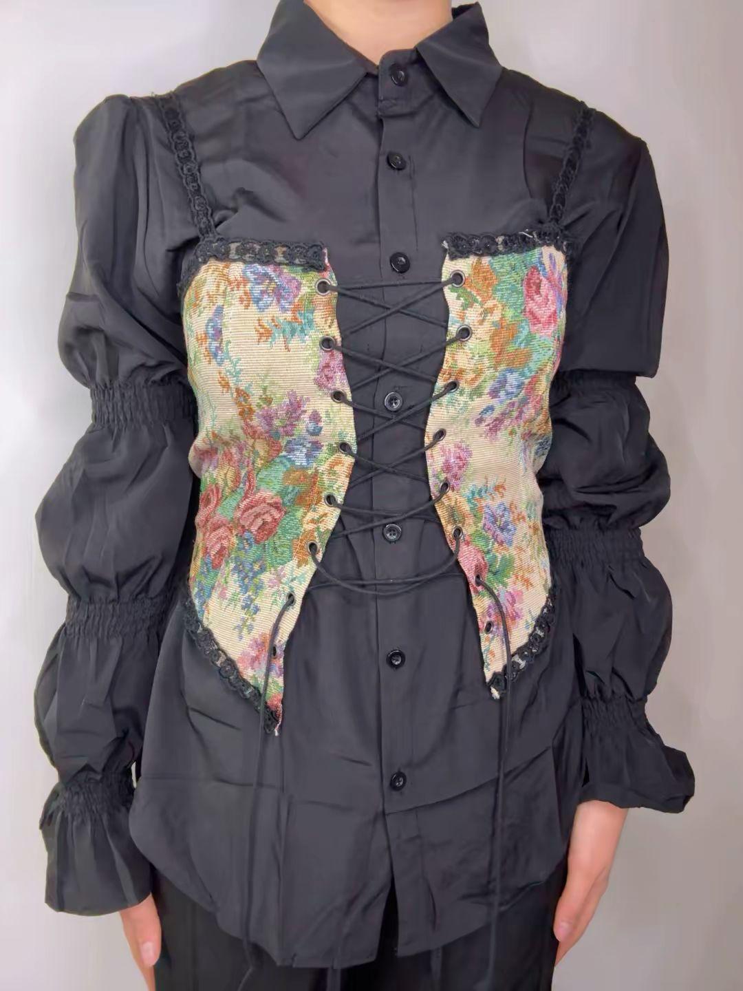 Camicia con bustino damascato 9191