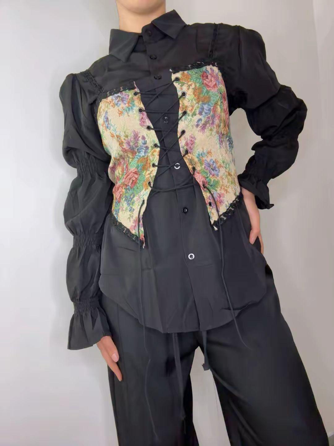 Camicia con bustino damascato 9191