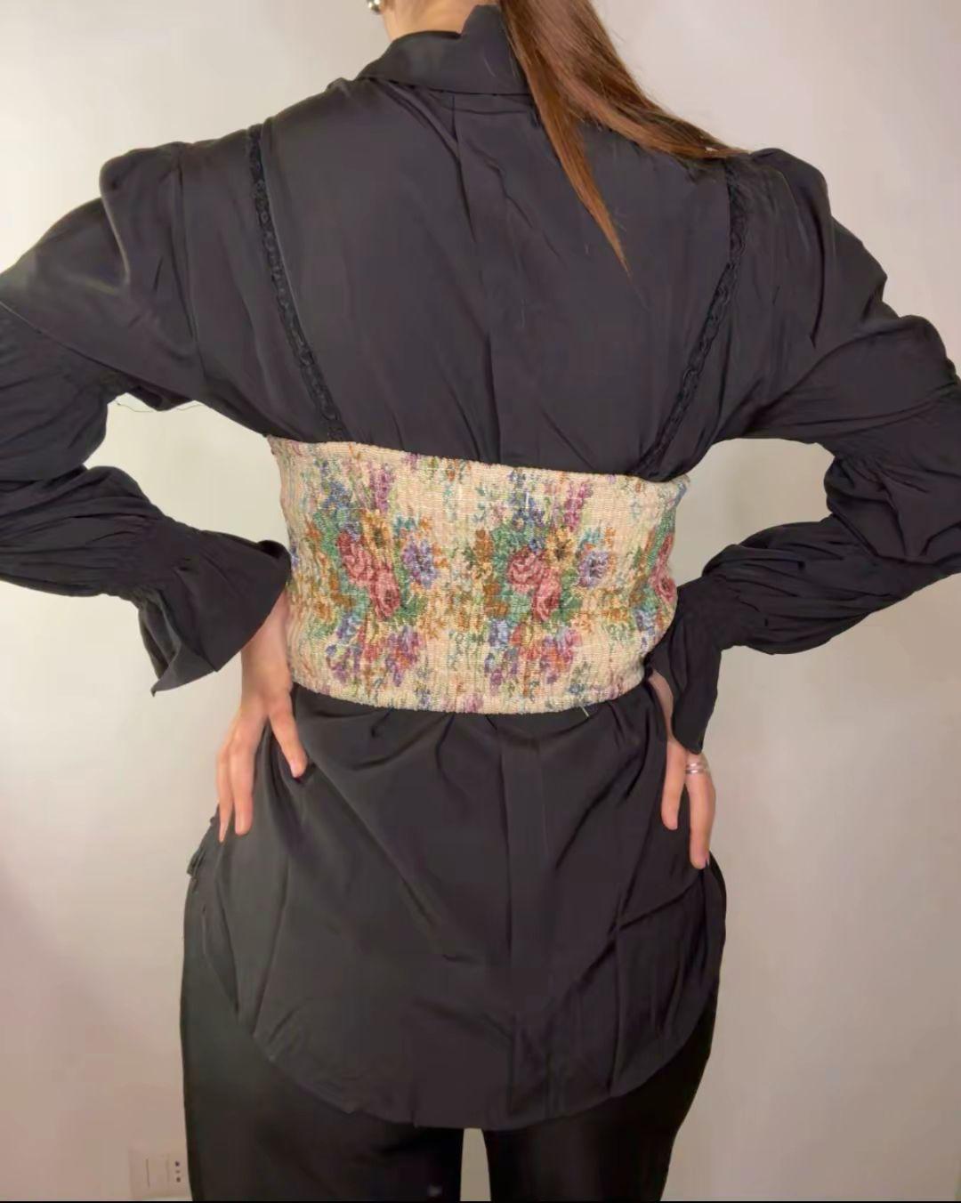 Camicia con bustino damascato 9191