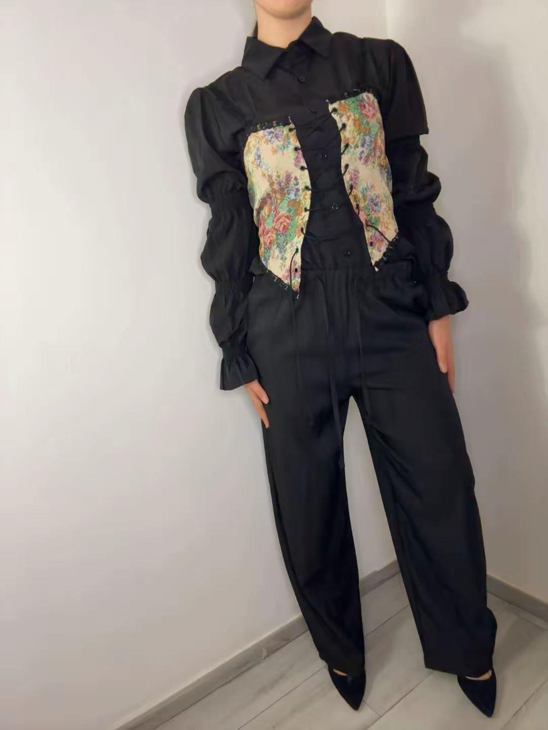 Camicia con bustino damascato 9191